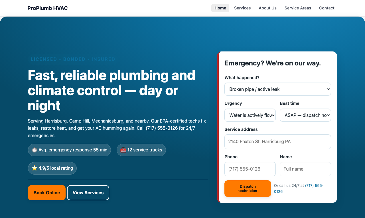 The Plumber/HVAC ready-made website